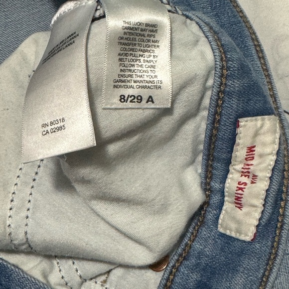 👏🏼Lucky Brand Mid Rise Skinny Jeans Women’s Size 8 / 29 Light Wash Denim - Picture 8 of 10